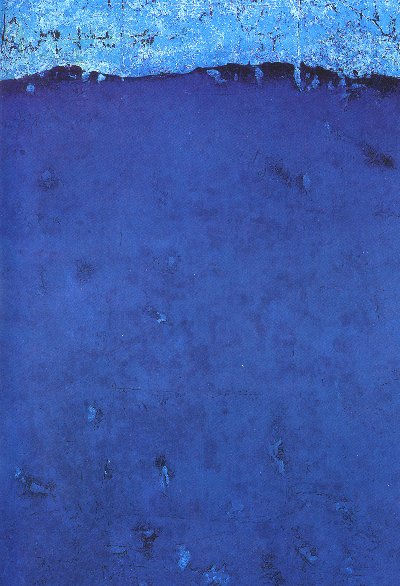 Sabine Becker o. T., 2001, Kobaltpigment/Acryl auf Packpapier, 125,5x101,5 cm